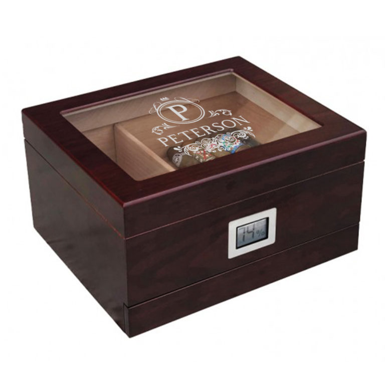 Personalized Hermes Cigar Humidor Chalet Glasstop Sofias Gift Shop
