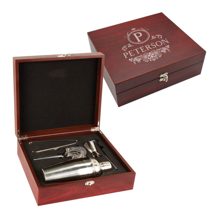 Personalized Hermes Rosewood Finish Martini Set - Image 5