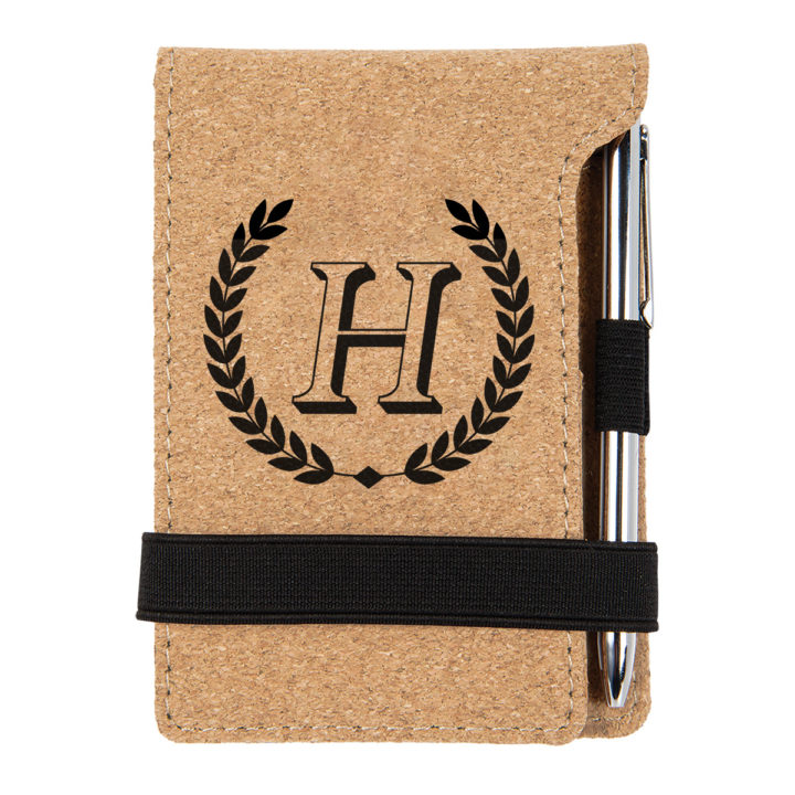 personalized faux leather mini notepad with pen