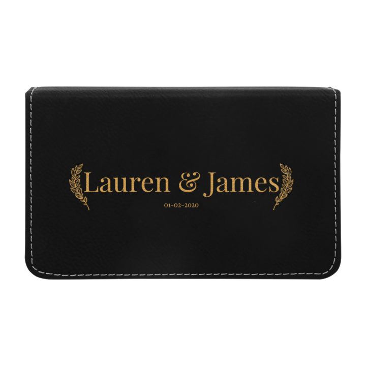 personalized custom laser engraved faux leather 2 piece wine tool kit with wine stopper and bottle opener