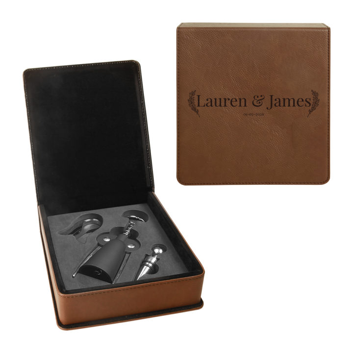 Personalized Leatherette 3 Piece Wine Tool Set - Image 15