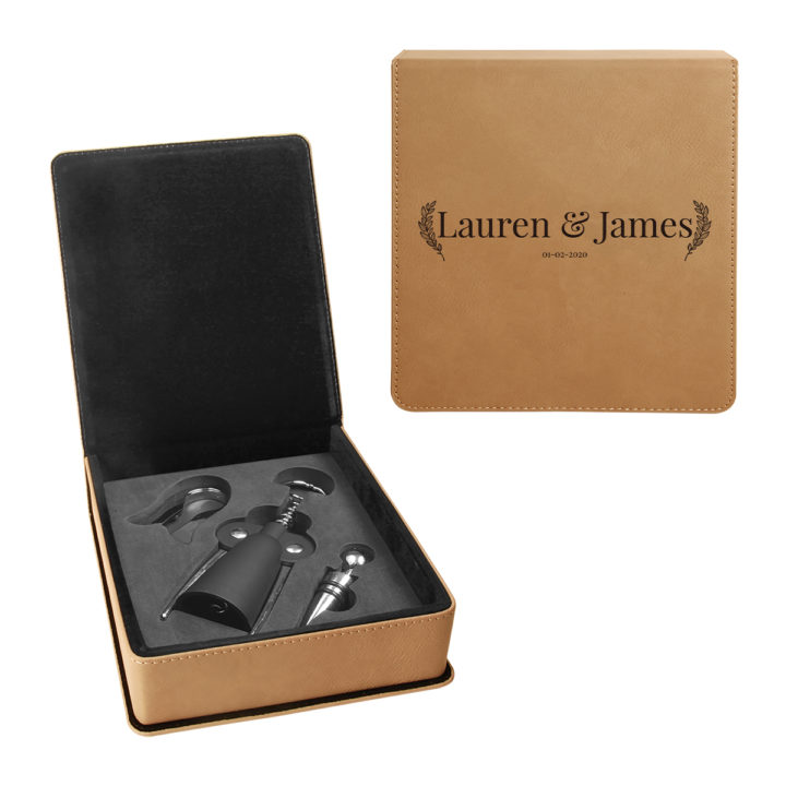 Personalized Leatherette 3 Piece Wine Tool Set - Image 17