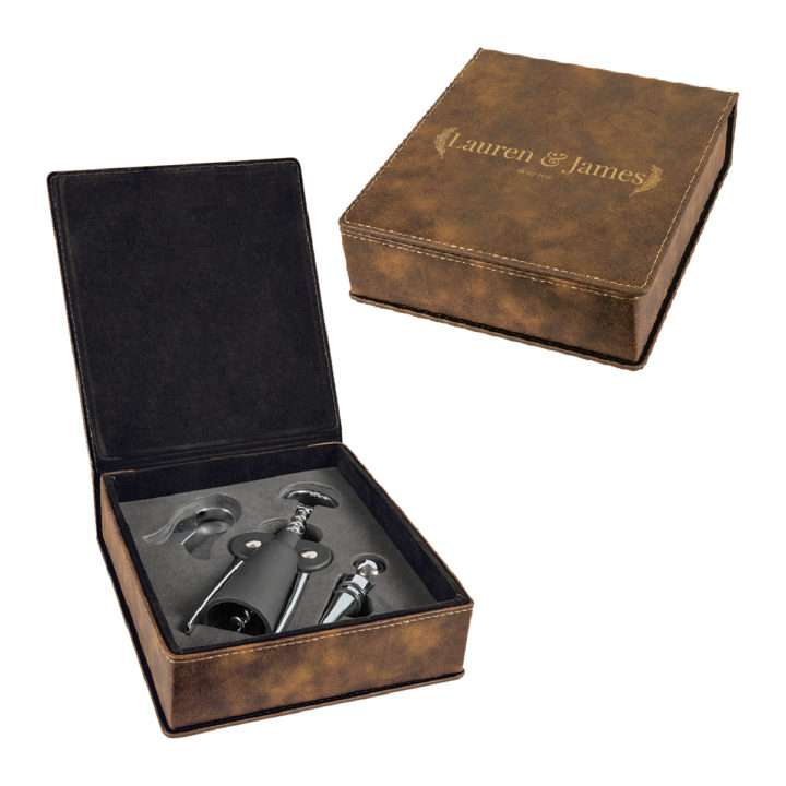 Personalized Leatherette 3 Piece Wine Tool Set - Image 19