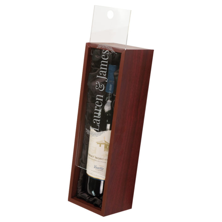 personalized custom laser engraved rosewood double wine bottle box with tools