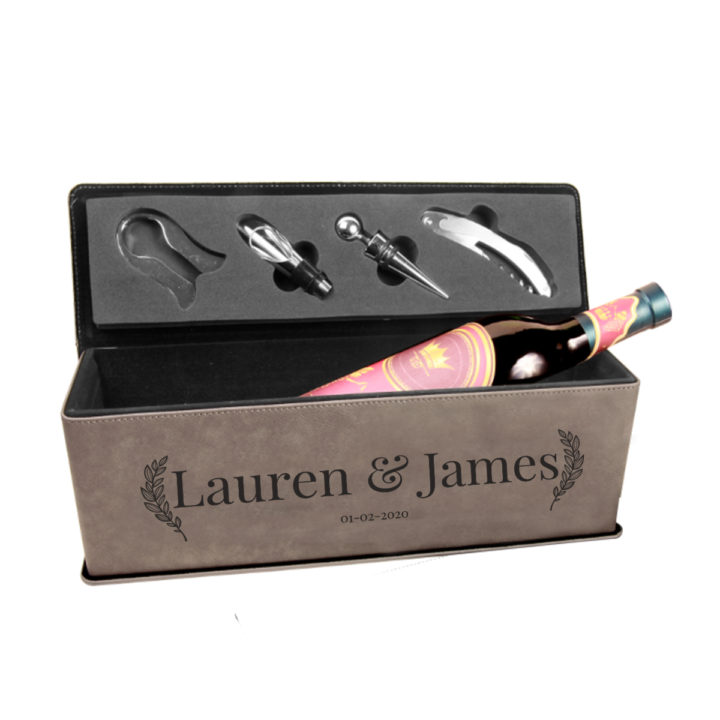Personalized Leatherette Wine Box with Tool Set - Image 9