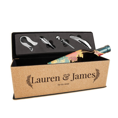 Personalized Leatherette Wine Box with Tool Set