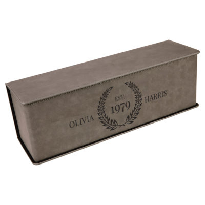 Personalized Leatherette Laurel Seal Wine Box with Tool Set