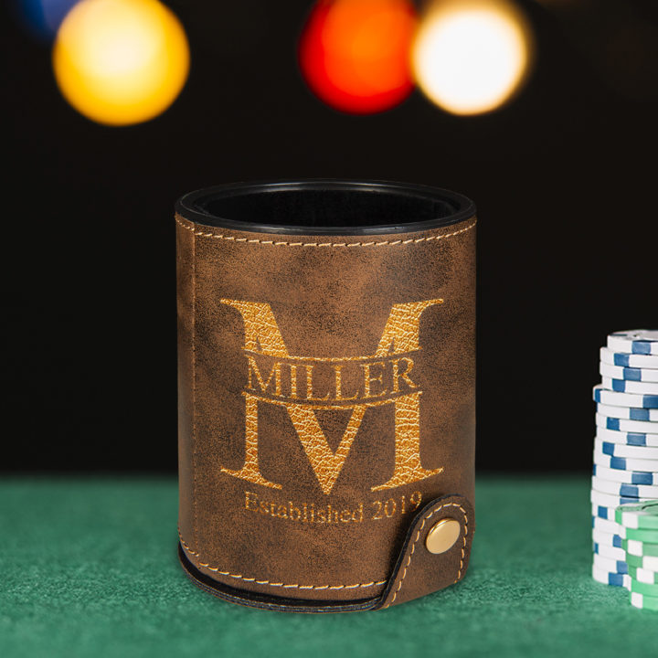 Personalized Monogram Leatherette Dice Cup