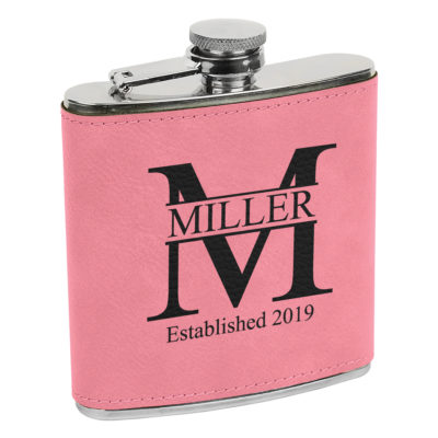 Personalized Leatherette Monogram 6oz. Flask