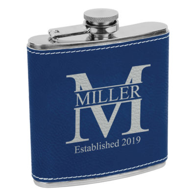 Personalized Leatherette Monogram 6oz. Flask