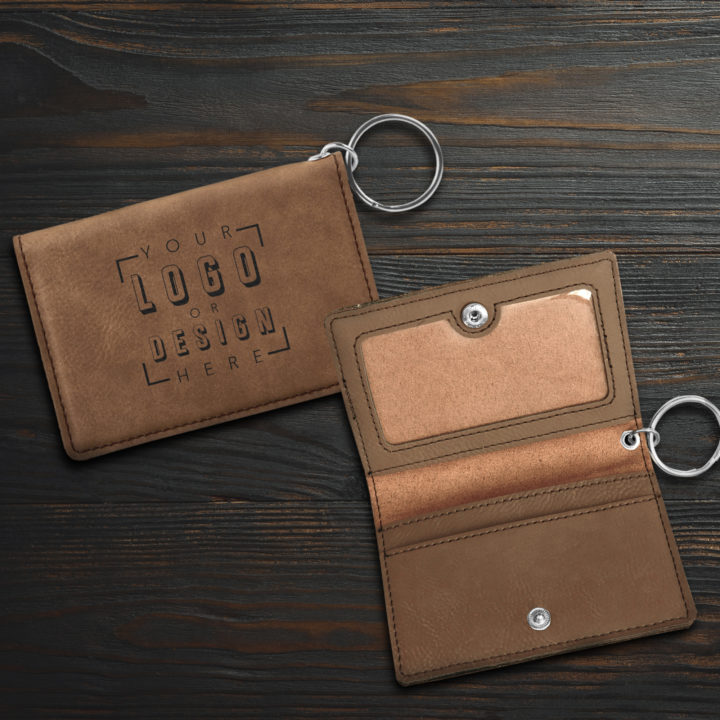 Personalized Leatherette Keychain ID Holder