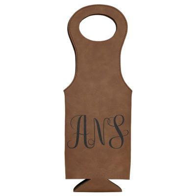 Personalized Laurel Monogram Leatherette Wine Bottle Bag