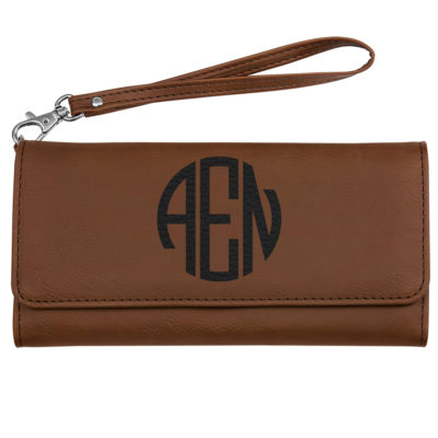 Personalized Round Monogram Vegan Trifold Clutch