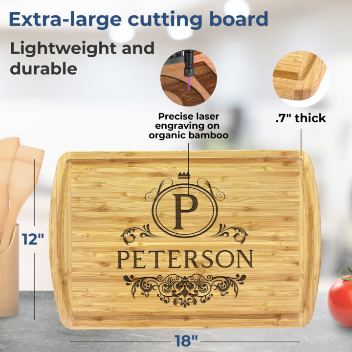 Personalized Hermes Bamboo Cutting Board with Juice Groove - Image 2