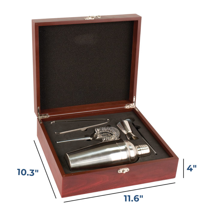 Personalized Royal Monogram Rosewood Finish Martini Set - Image 2
