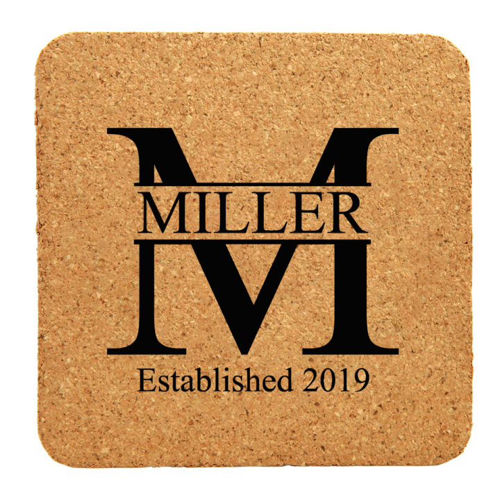 Personalized Miller Square Cork Coaster Set - Image 4