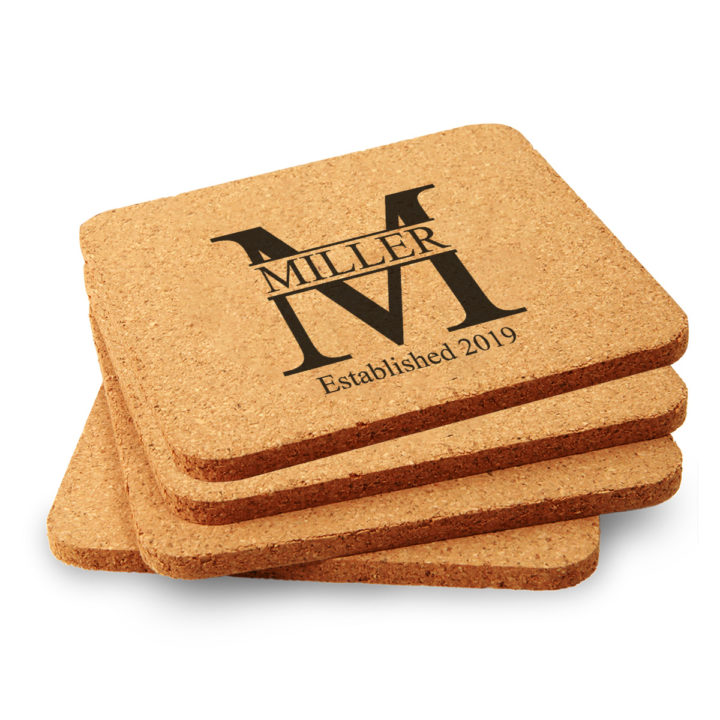 Personalized Miller Square Cork Coaster Set - Image 5