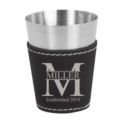 Personalized Miller Leatherette Stainless Steel Shot Glass Set of 4