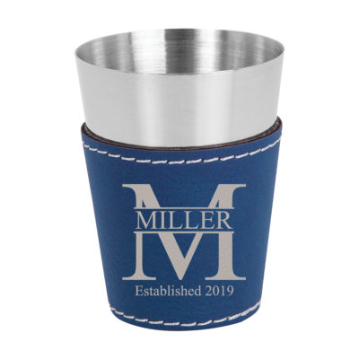 Personalized Miller Leatherette Stainless Steel Shot Glass Set of 4