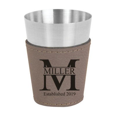 Personalized Miller Leatherette Stainless Steel Shot Glass Set of 4
