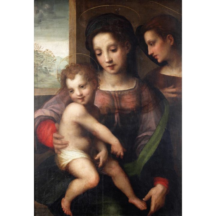 Domenico Puligo: Madonna with Child and angels Acrylic Print