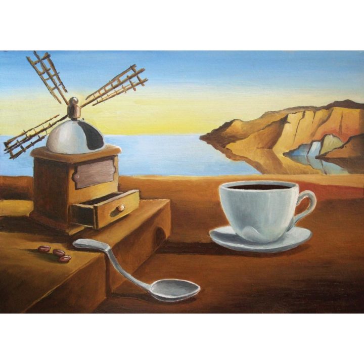 Breakfast On Beach surrealism Landscape Acrylic Print