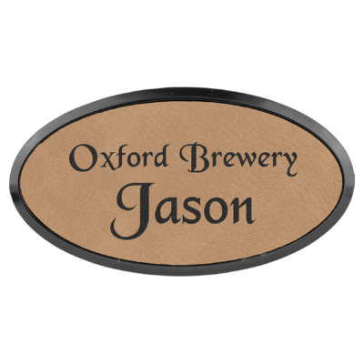 Personalized Oval Framed Leatherette Name Tag  with Magnet