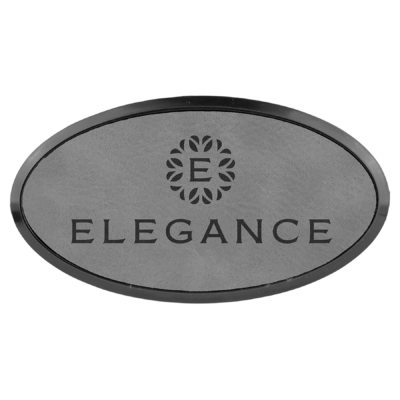 Personalized Oval Framed Leatherette Name Tag  with Magnet