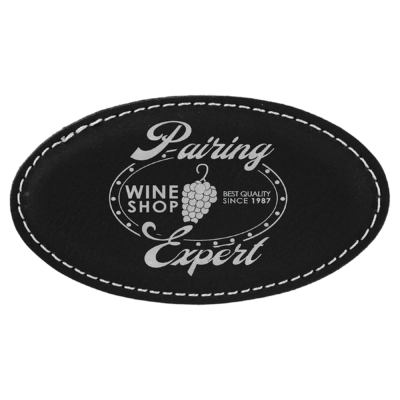 Personalized Oval Leatherette Name Tag with Magnet