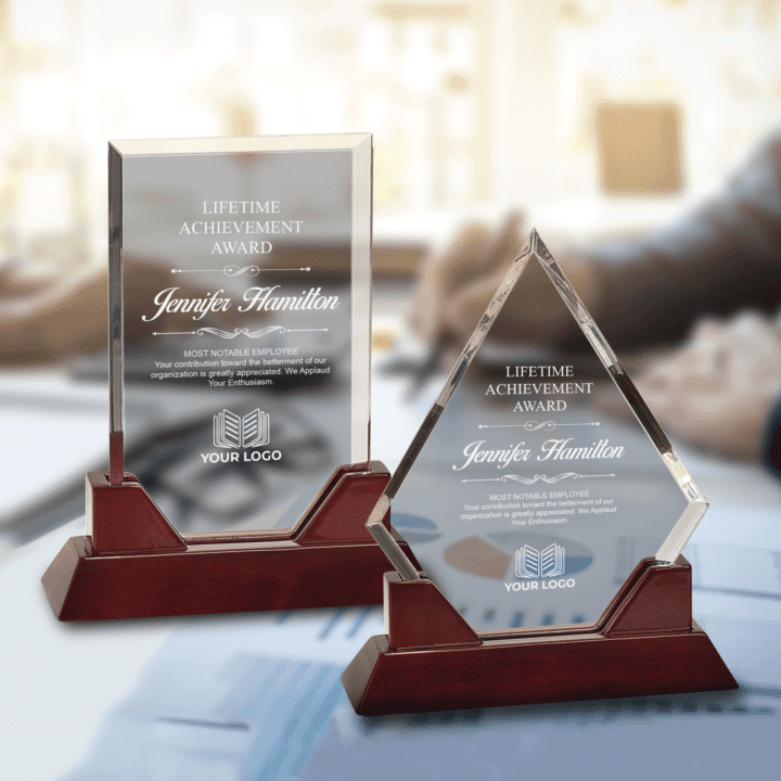Personalized Acrylic Glass Award with Piano Finish