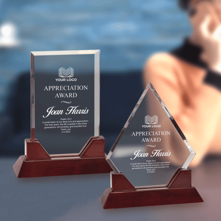 Personalized Acrylic Glass Diamond Award with Piano Finish