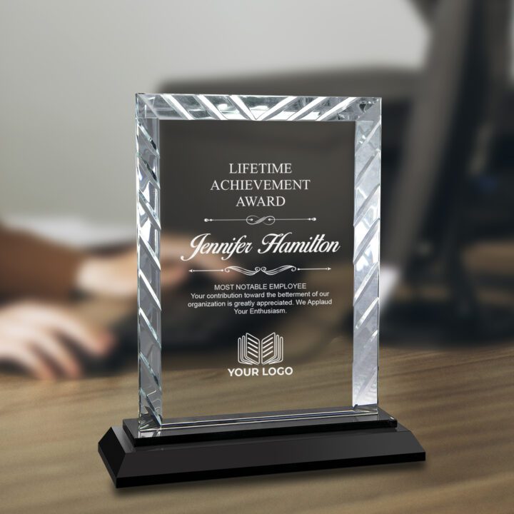 Personalized Rectangle Accent Glass Award