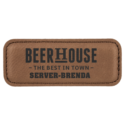 Personalized Rectangular Leatherette Name Tag with Magnet