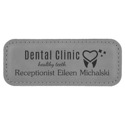 Personalized Rectangular Leatherette Name Tag with Magnet