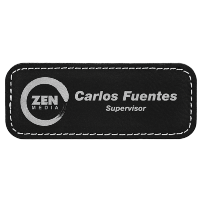 Personalized Rectangular Leatherette Name Tag with Magnet