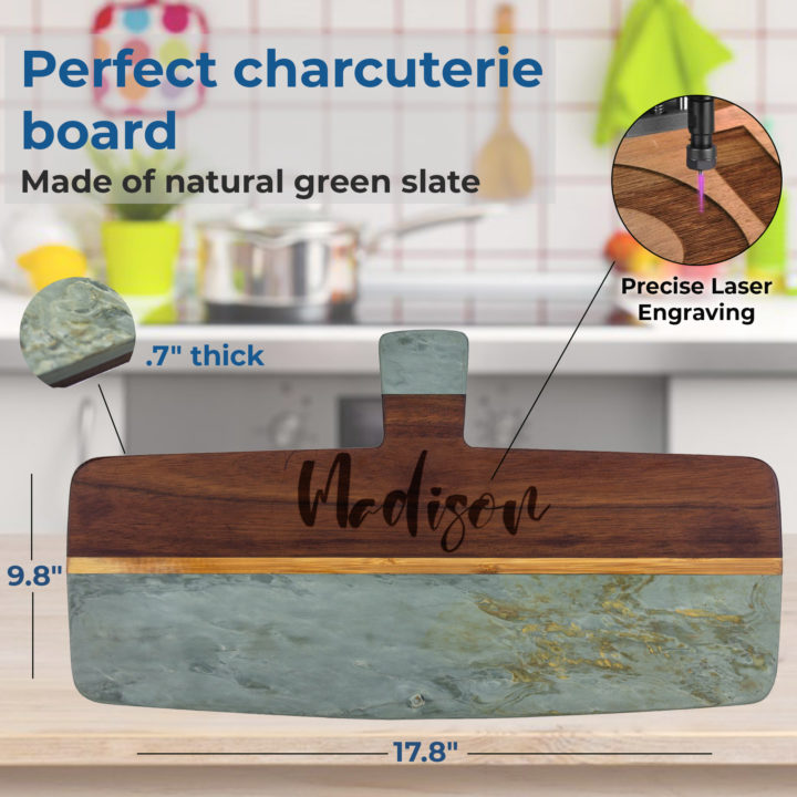 Personalized Slate and Acacia Serving Paddle Board - Image 3