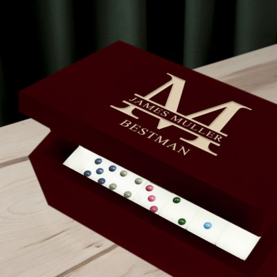 Personalized Monogram Rosewood Double Twelves Domino Set