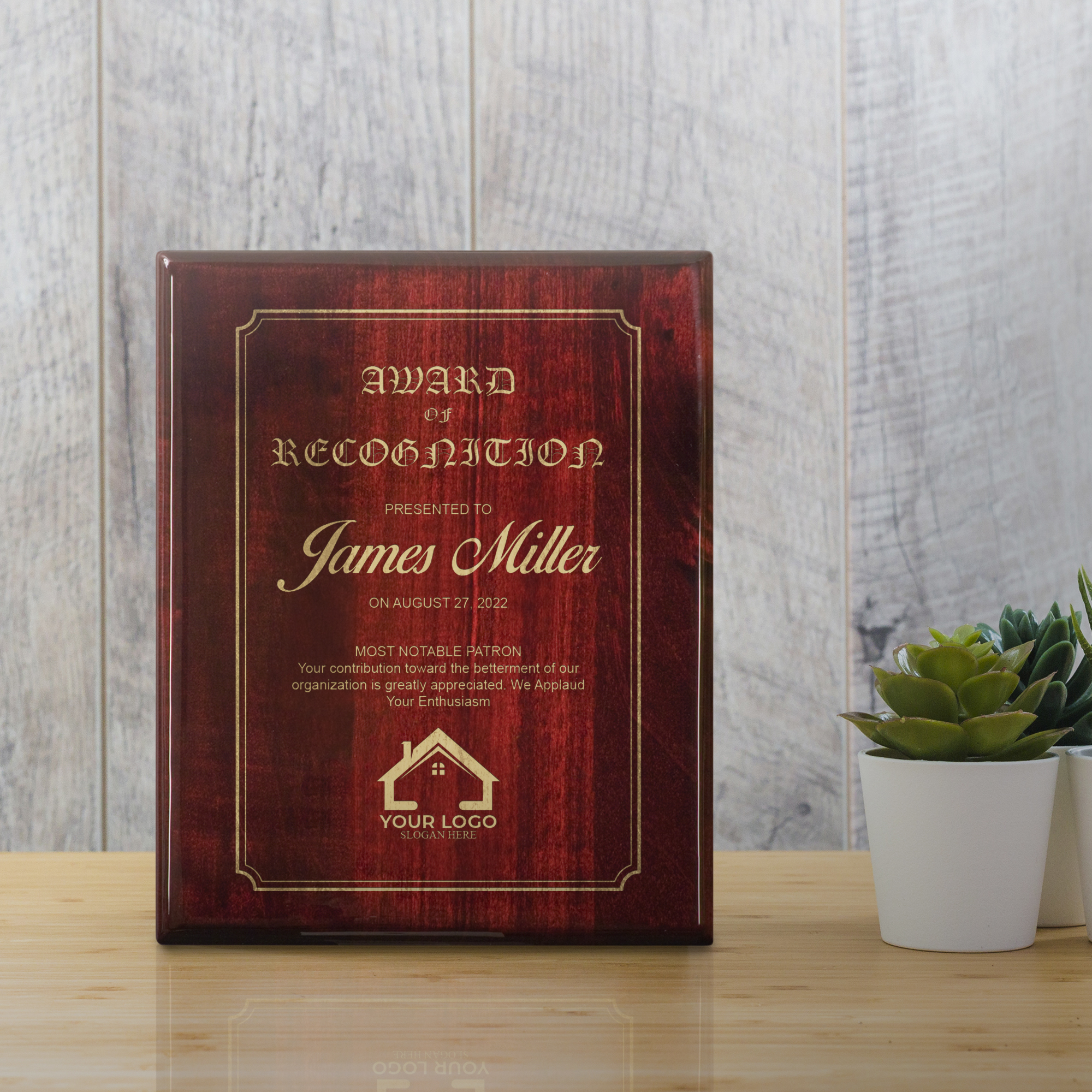 Personalized Rosewood Piano Finish Plaque