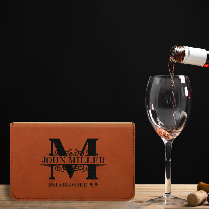 Personalized Royal Monogram Leatherette 2 Piece Wine Tool Set - Image 2