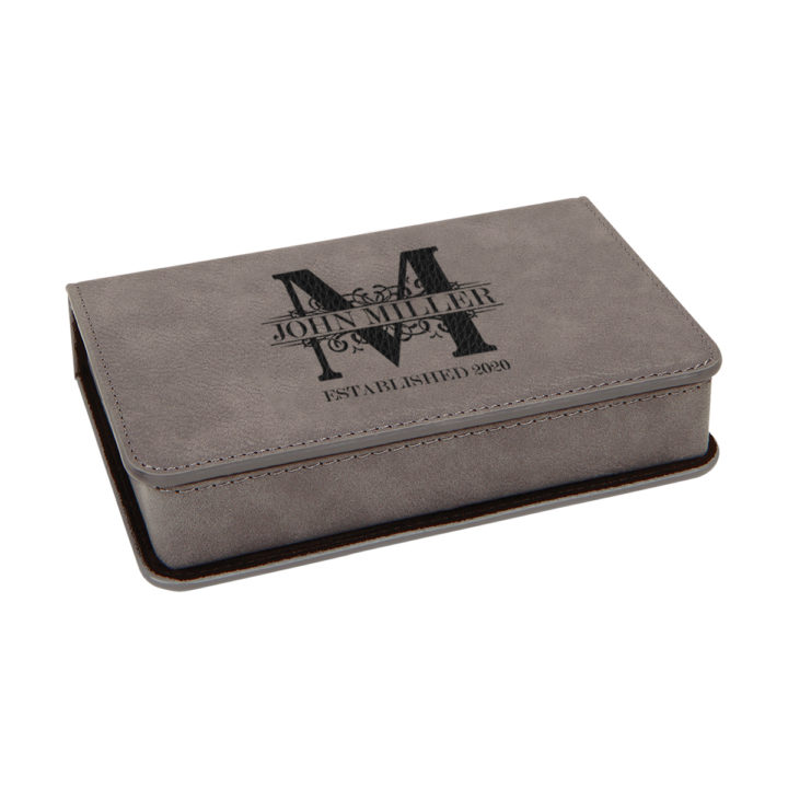 Personalized Royal Monogram Leatherette 2 Piece Wine Tool Set - Image 6