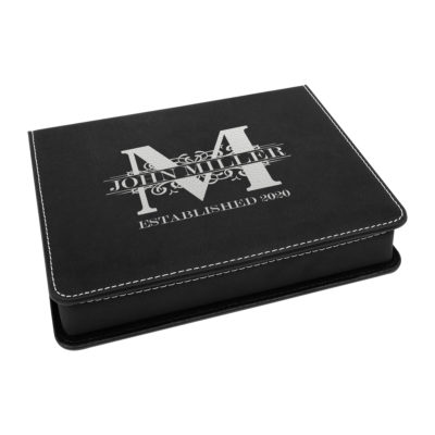 Personalized Royal Monogram Leatherette 4 Piece Wine Tool Set