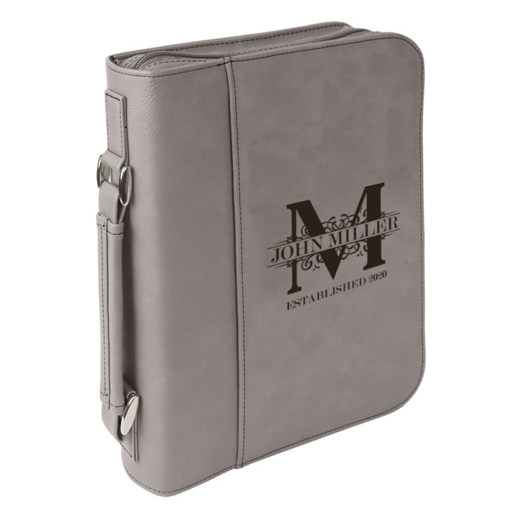 personalized laser engraved faux leather bible cover with handle and zipper