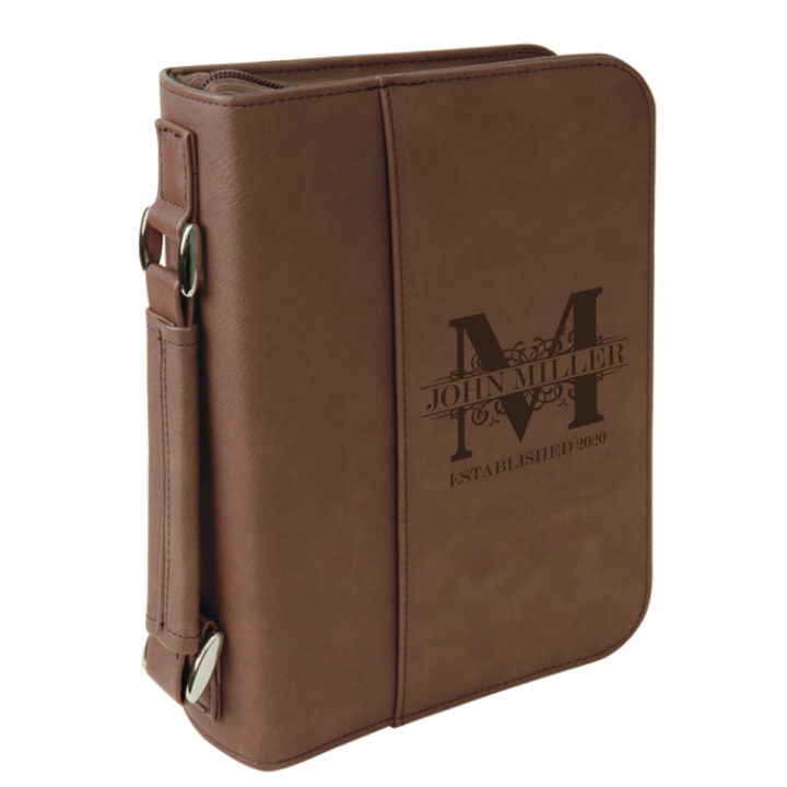 personalized laser engraved faux leather bible cover with handle and zipper