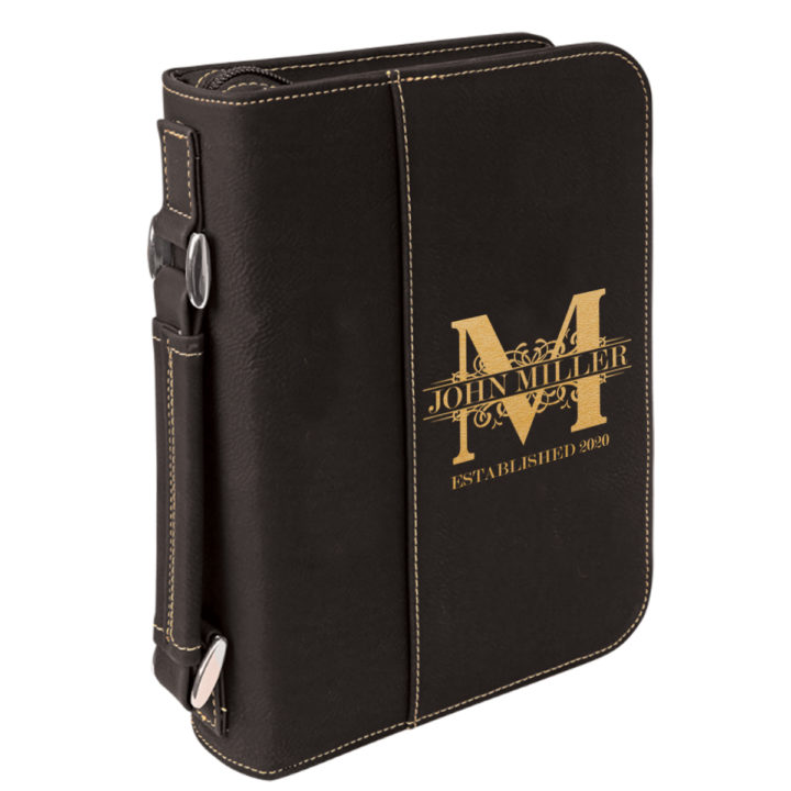 personalized laser engraved faux leather bible cover with handle and zipper