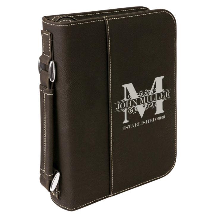 personalized laser engraved faux leather bible cover with handle and zipper