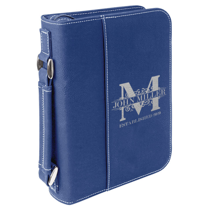 personalized laser engraved faux leather bible cover with handle and zipper