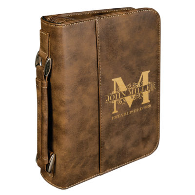 personalized laser engraved faux leather bible cover with handle and zipper