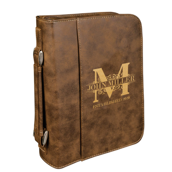 personalized laser engraved faux leather bible cover with handle and zipper