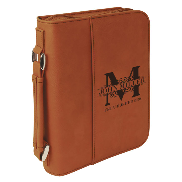 personalized laser engraved faux leather bible cover with handle and zipper