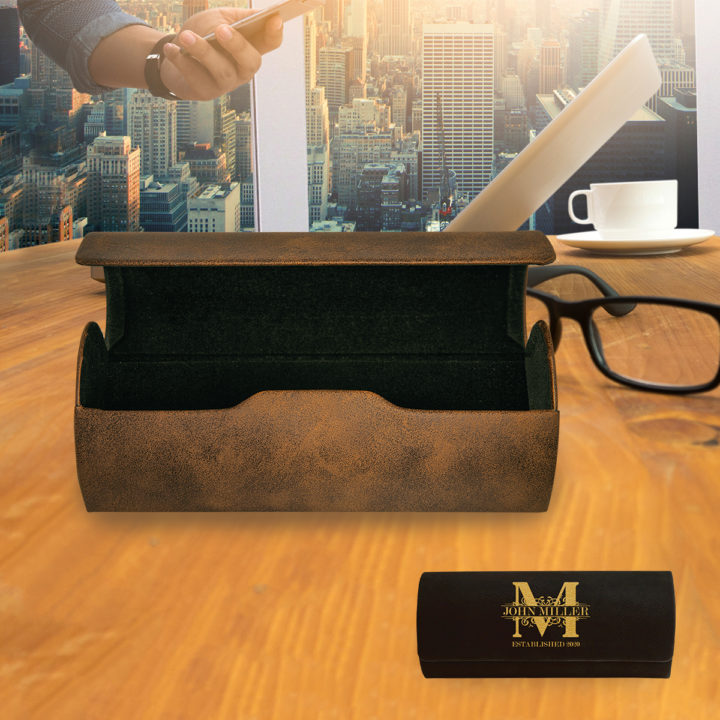 Personalized Royal Monogram Leatherette Case for Glasses